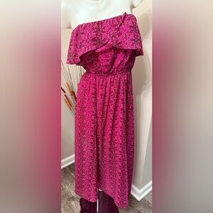 NWT Hollister Strapless Maxi Dress Womens Medium Pink boho Cottagecore Sheer